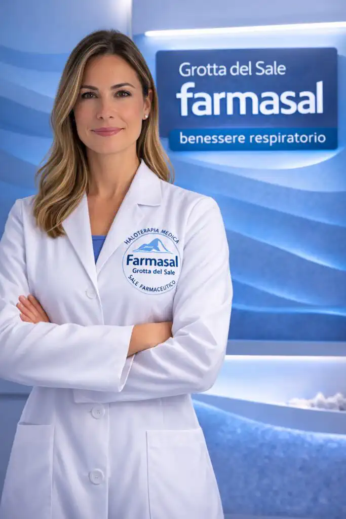 Operatore Farmasalmed in sessione di haloterapia controllata Operatore Farmasalmed in sessione di haloterapia controllata